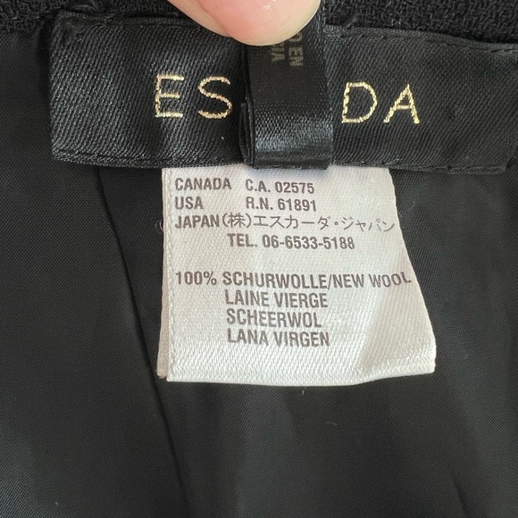Escada Black 100% Wool Crepe Pencil Skirt with Ruffled Hem Size 38 (6) Like New - Picture 4 of 5